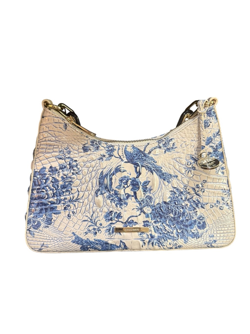 NWT Brahmin Melbourne Esme Blue Chinoiserie Leather Chain Shoulder Bag Rare - Picture 10 of 12